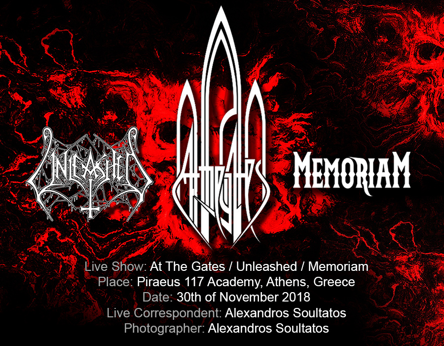 You are currently viewing At The Gates, Unleashed, Memoriam (Athens, Greece – 30/10/2018)