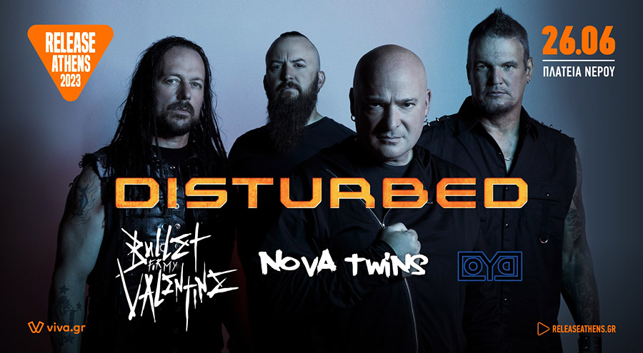 Read more about the article Release Athens 2023 – Metal Day 3: DISTURBED, BULLET FOR MY VALENTINE, NOVA TWINS, OYD (Πλατεία Νερού, 26/6/2023)